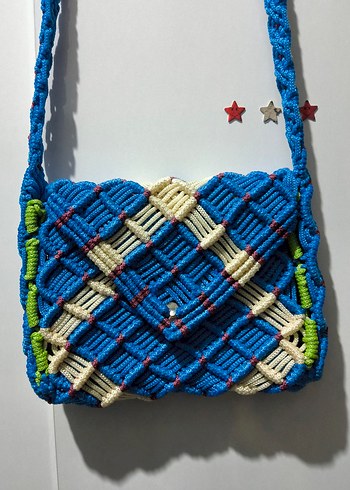 Mavi Bohem Dokuma Omuz Çantası - Görsel 2