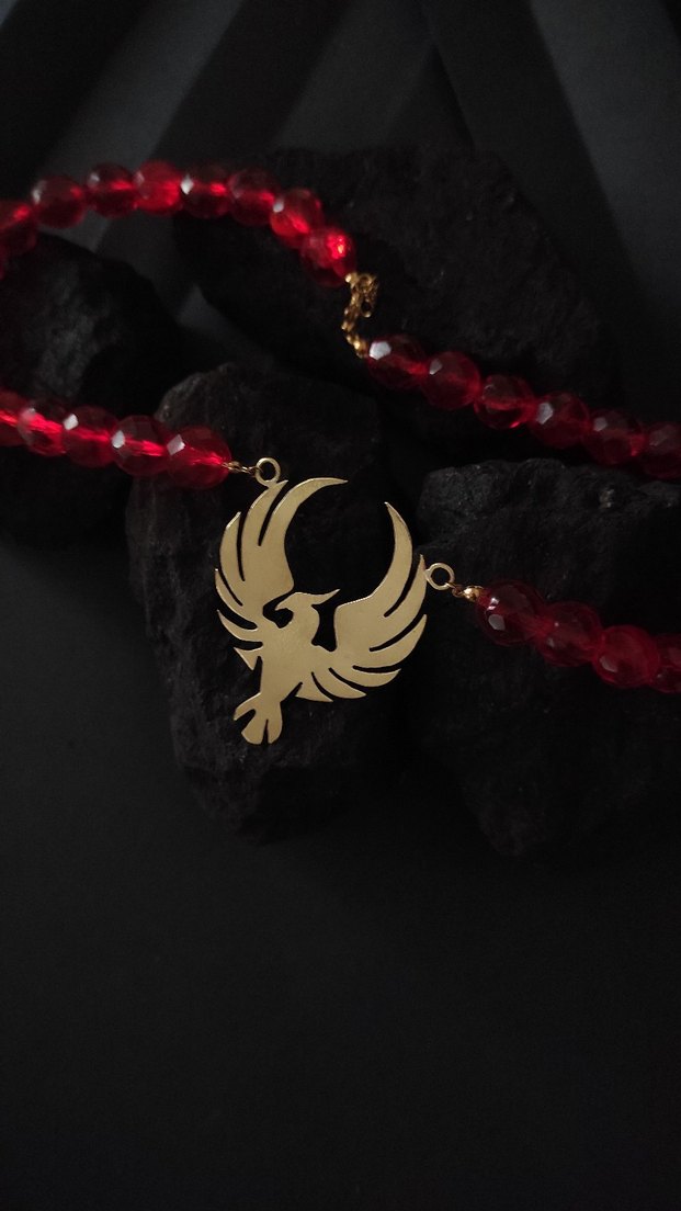 Uzun Kırmızı Boncuklu Kadın Kolye - Görsel 3