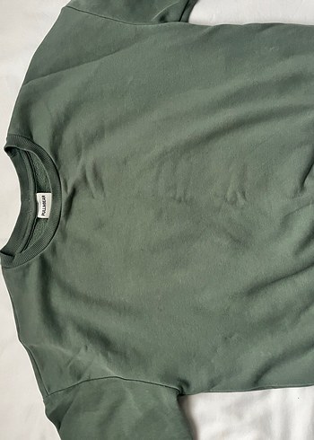 Kadın Haki Uzun Kollu Basic Sweatshirt