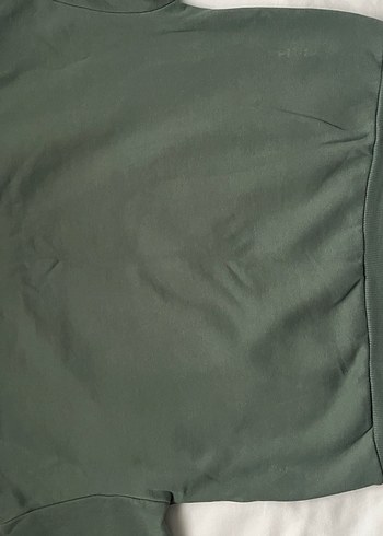Pull and Bear Kadın Haki Uzun Kollu Basic Sweatshirt