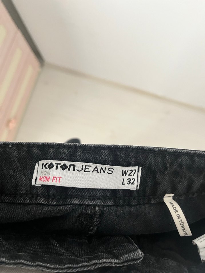 Yırtık Detaylı Siyah Kadın Bol Kesim Koton Jeans - Görsel 4