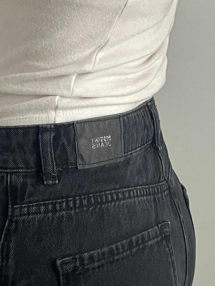 Yırtık Detaylı Siyah Kadın Bol Kesim Koton Jeans - Görsel 3