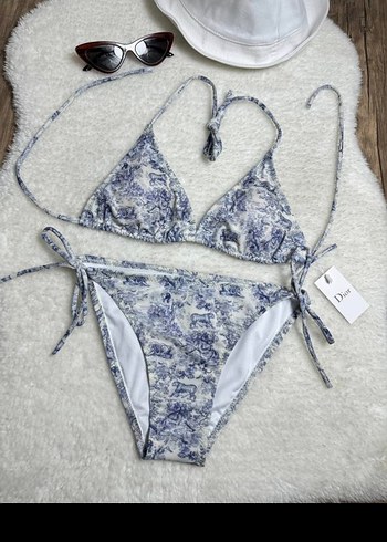 Dior Gri Mavi Dantel Detaylı Mini Bikini