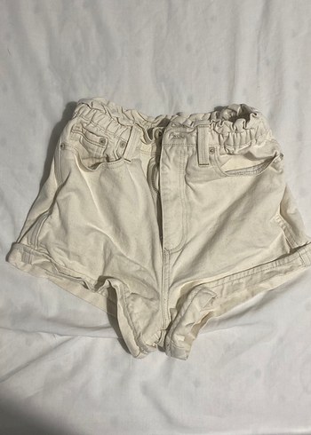 Krem Mini Keten Şort