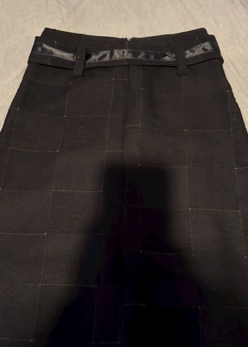 Kemerli Siyah Midi  Etek - Görsel 6