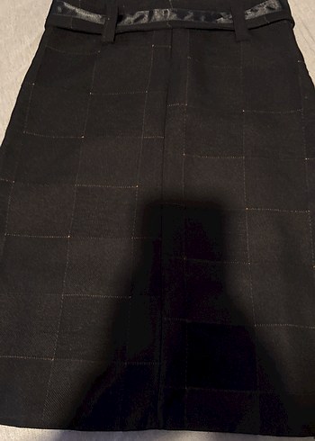 Kemerli Siyah Midi  Etek - Görsel 5