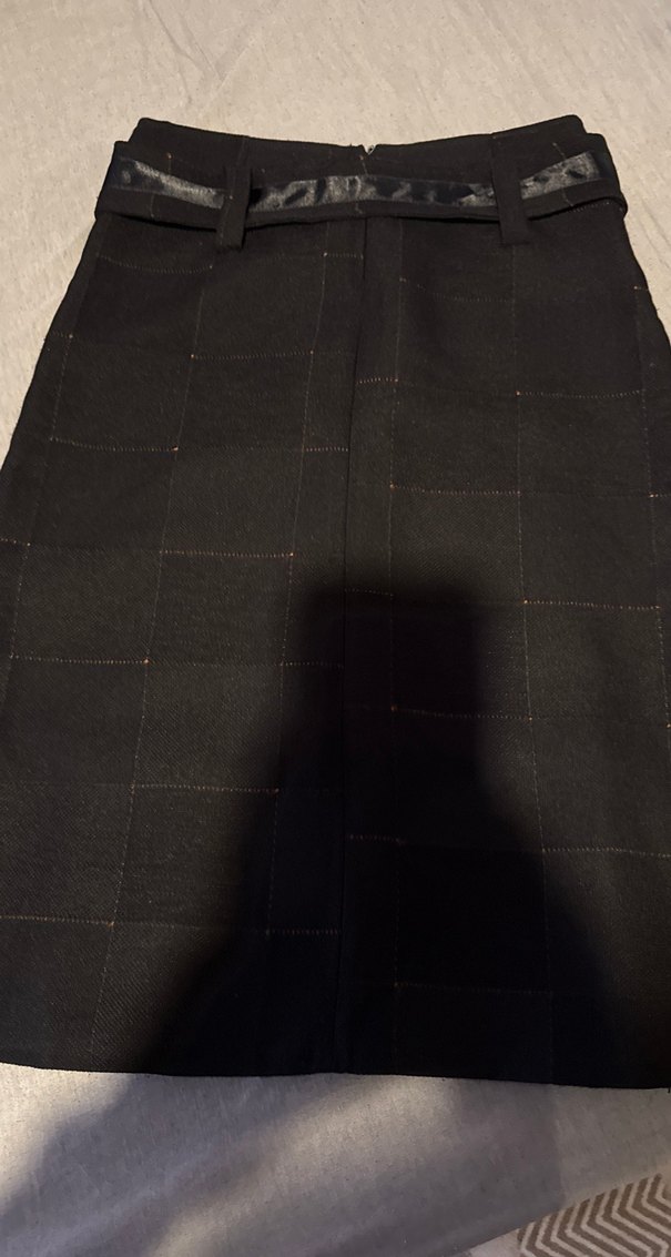 Kemerli Siyah Midi  Etek - Görsel 5