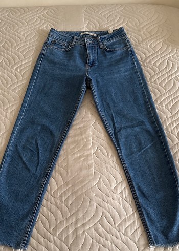 Düz Mavi Denim Kadın Jean Pantolon