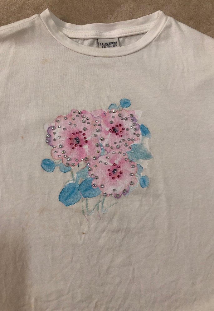 Kız Çocuk Beyaz Pamuklu Renkli Baskılı Tişört - Görsel 2