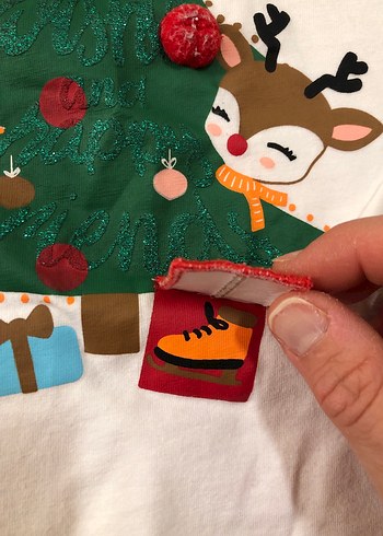 Kız Çocuk Beyaz Uzun Kollu Yılbaşı T-shirt - Görsel 4