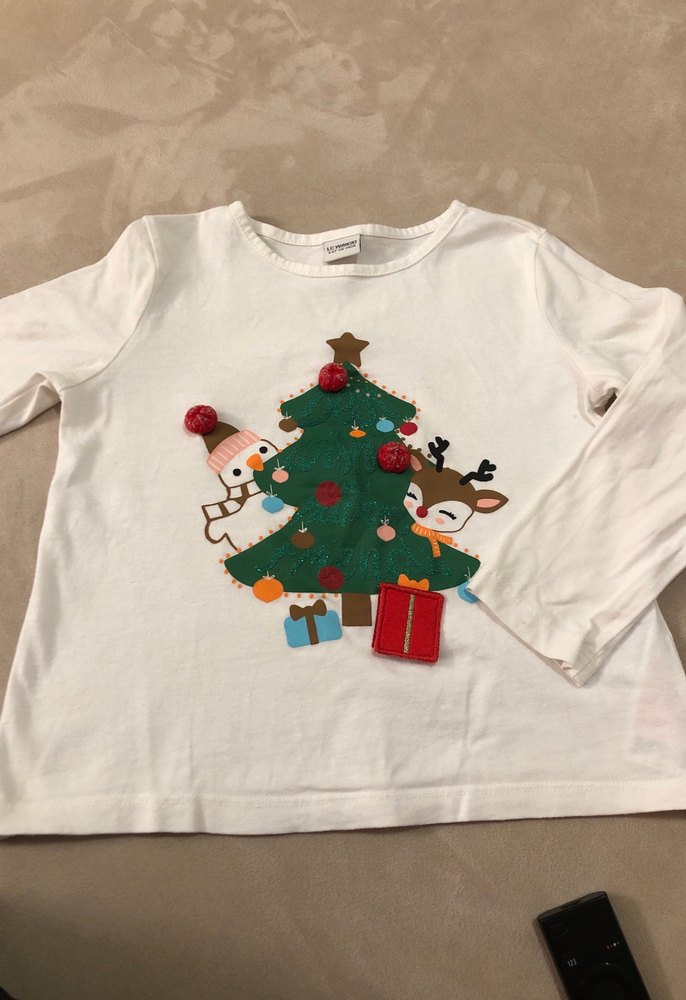 Kız Çocuk Beyaz Uzun Kollu Yılbaşı T-shirt - Görsel 5