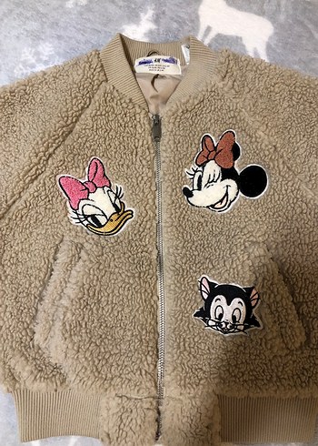 H&M Kız Çocuk Kahverengi Nakışlı Peluş Mont - Görsel 3