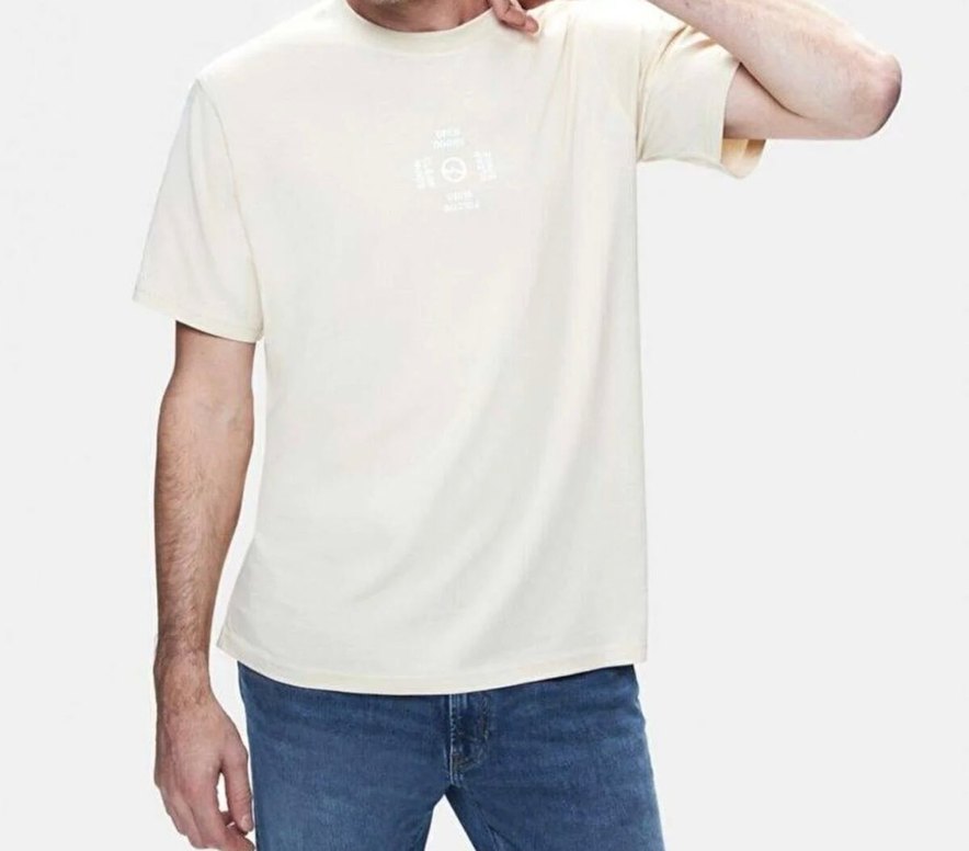 Erkek Bej Renk  Kısa Kollu Tişört - Görsel 2