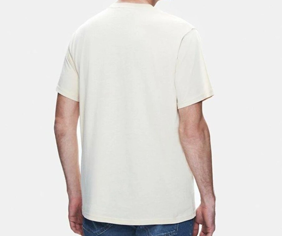 Erkek Bej Renk  Kısa Kollu Tişört - Görsel 3