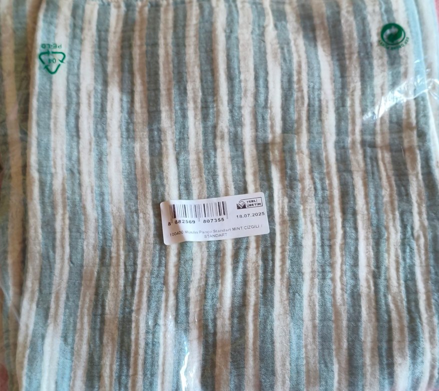 Kız Çocuk Çizgili Gri Kapüşonlu Panço - Görsel 2