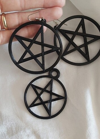 Pentagram kolye ve küpe 3d