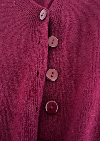 Dior Bordo Düğmeli V Yaka Kadın Hırka