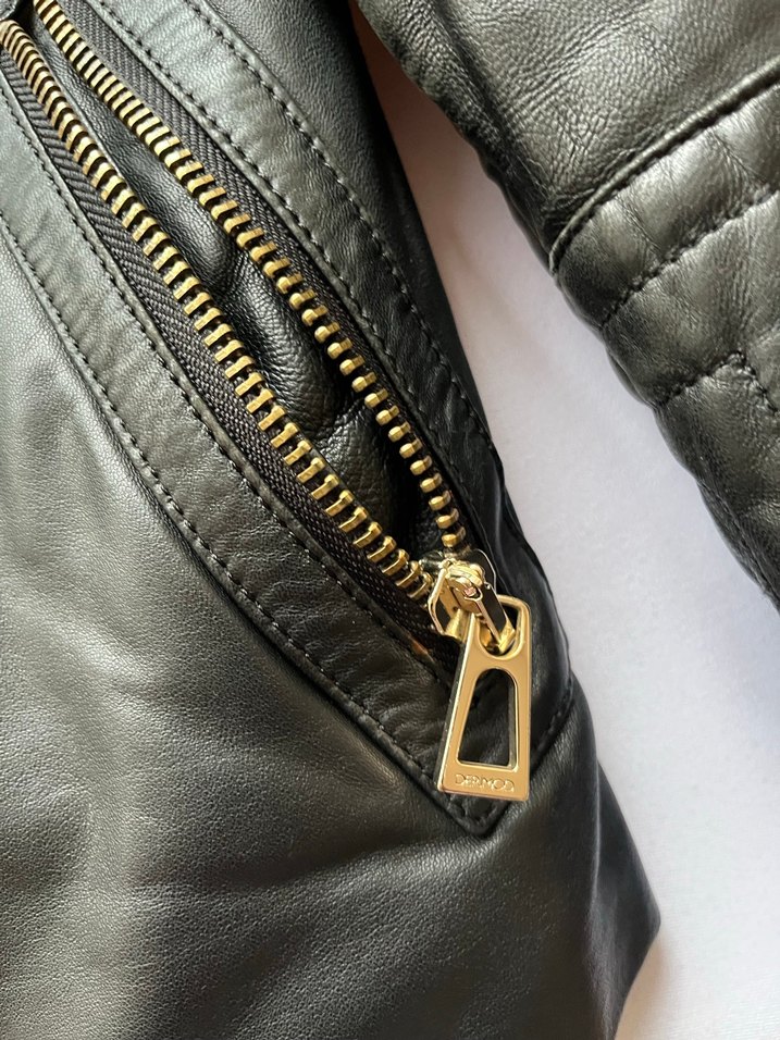 Gri Kürklü Deri Biker Kadın Mont - Görsel 5