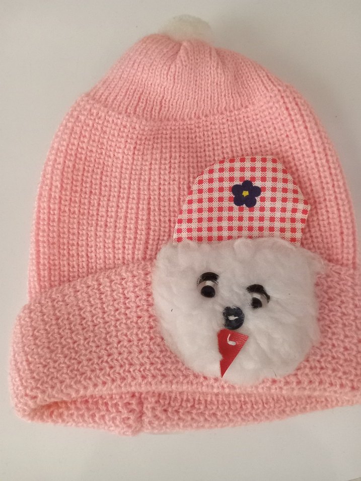 Nakışlı Pembe Çocuk Örgü Bere - Görsel 3