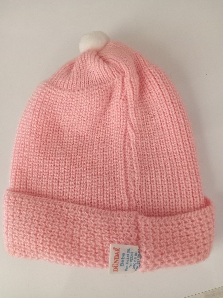Nakışlı Pembe Çocuk Örgü Bere - Görsel 2