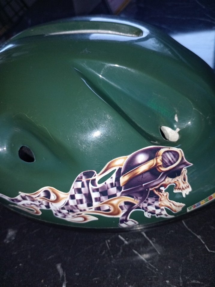 Koyu Yeşil Biker Desenli bisiklet çocuk Kaskı - Görsel 3