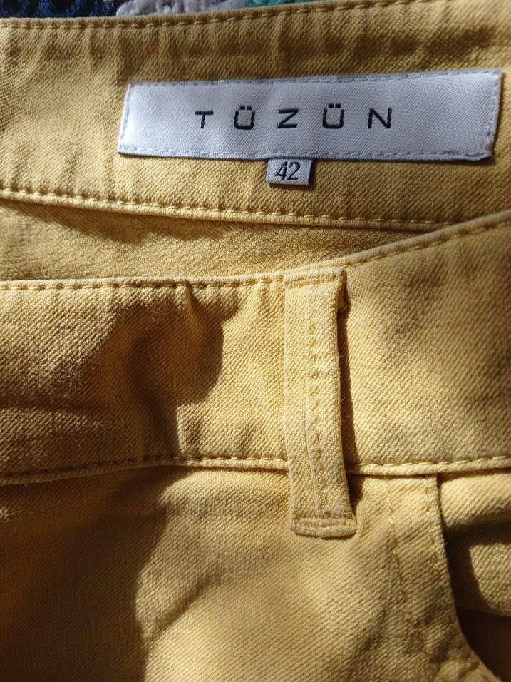 Sarı  Kadın Kumaş Pantolon - Görsel 2