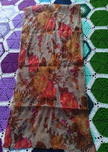 Çiçek Desenli Bohem Kadın Fular - Görsel 3