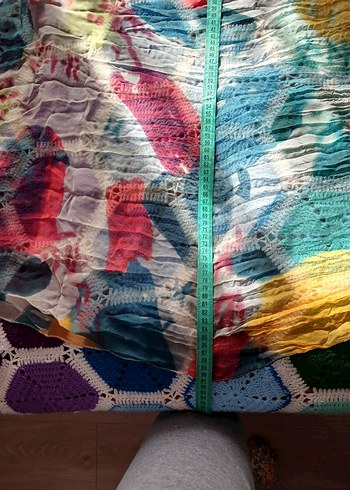 Kadın Çok Renkli Pileli Bohem Şal - Görsel 3