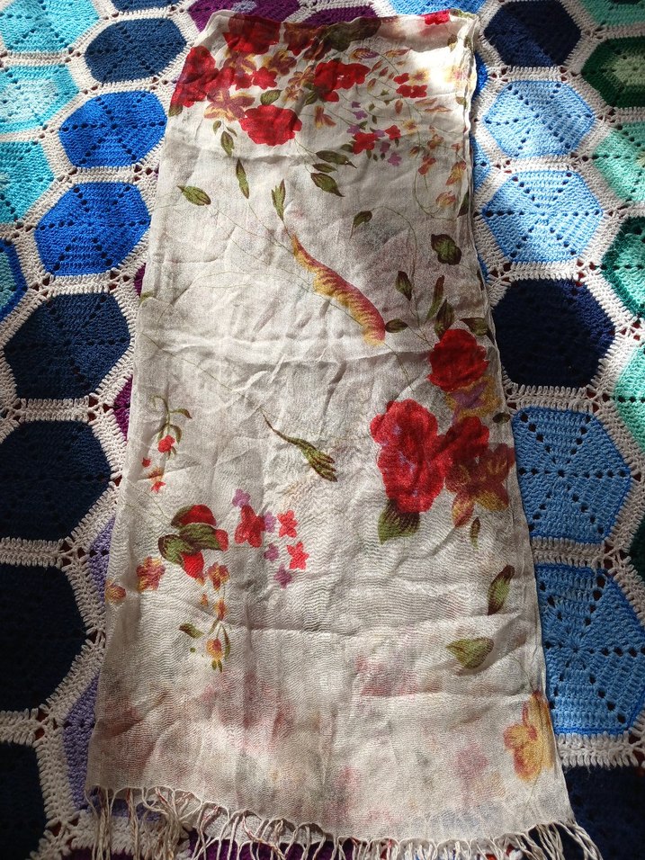 Çiçek Desenli Bohem Kadın Şal - Görsel 2