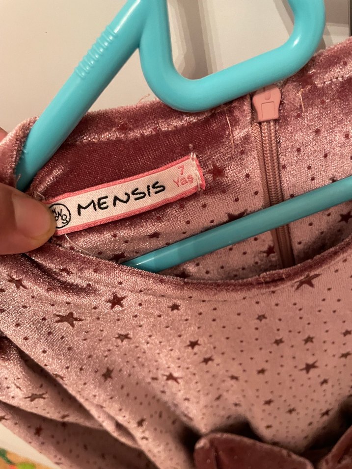 Kız Çocuk Pudra Kemerli Uzun Kollu Elbise - Görsel 4