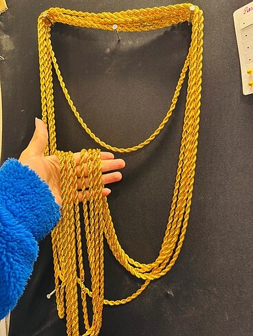  Beden altın Renk 2 metre kalın halat zincir