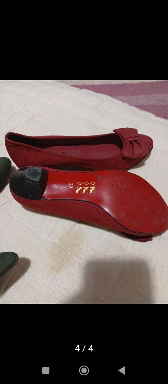 Kırmızı ve Yeşil Süet Fiyonklu Dolgu Topuklu Stiletto - Görsel 4