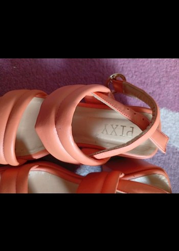 Turuncu Minimalist Topuklu Kadın Sandalet - Görsel 4