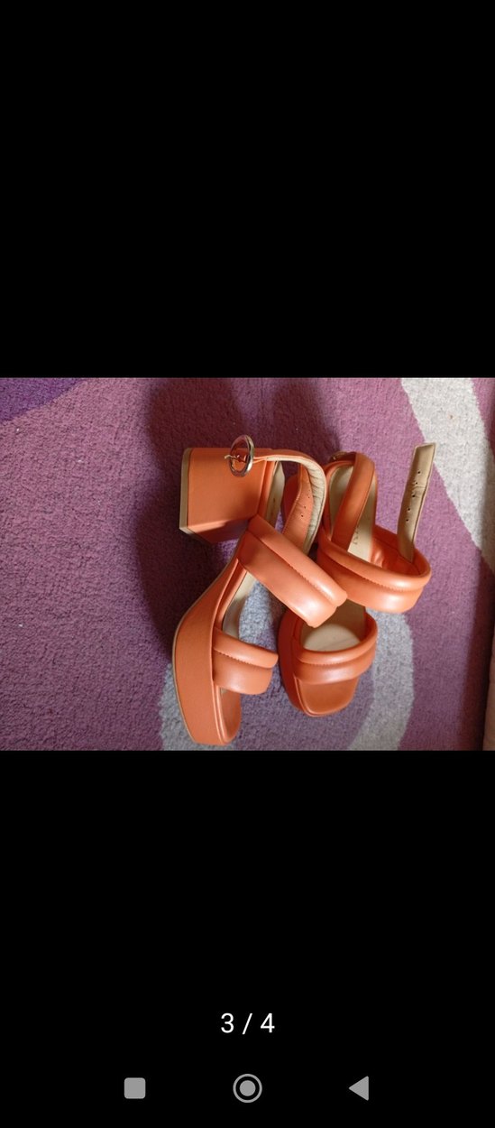 Turuncu Minimalist Topuklu Kadın Sandalet - Görsel 3