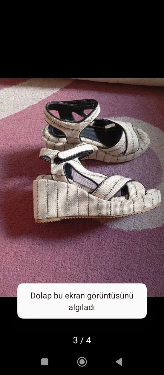 Tokalı Zebra Desenli Kadın Dolgu Topuk Sandalet - Görsel 3