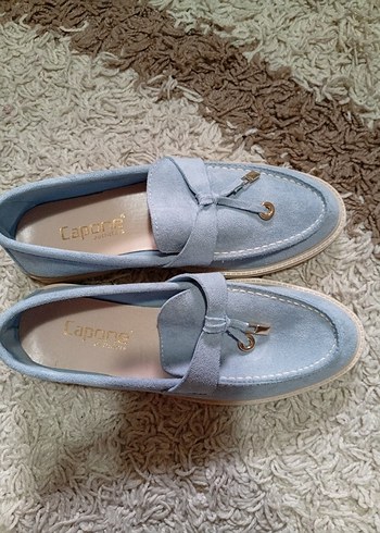 Mavi Süet Tokalı kadın Loafer Ayakkabı - Görsel 3