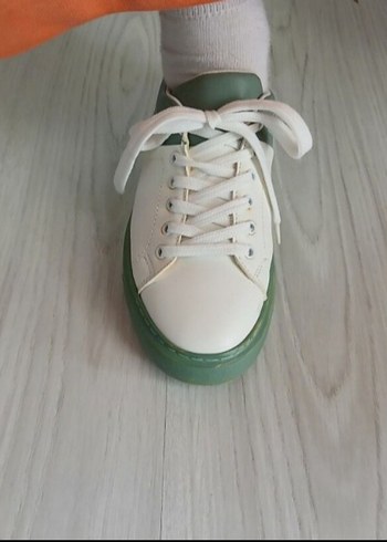 Beyaz Yeşil Spor Kadın Sneakers - Görsel 3