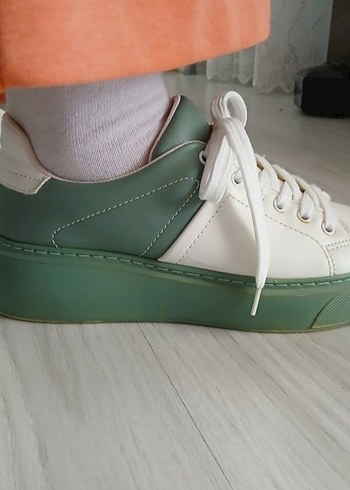 Beyaz Yeşil Spor Kadın Sneakers - Görsel 4