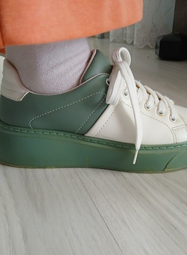 Beyaz Yeşil Spor Kadın Sneakers - Görsel 4