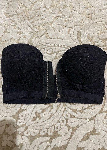 Siyah Gotik Fermuarlı Bralet Sütyen - Görsel 6