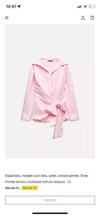 FİYONK DETAYLI OVERSIZE POPLİN GÖMLEK