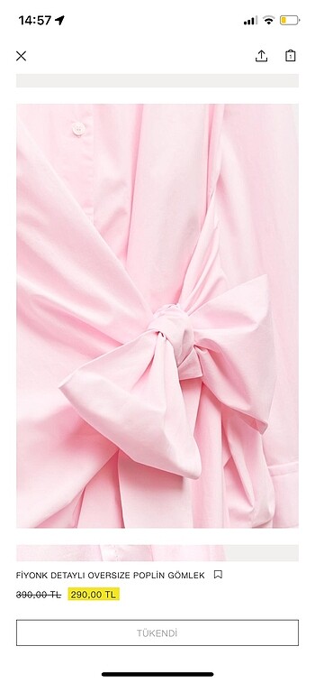 Zara FİYONK DETAYLI OVERSIZE POPLİN GÖMLEK