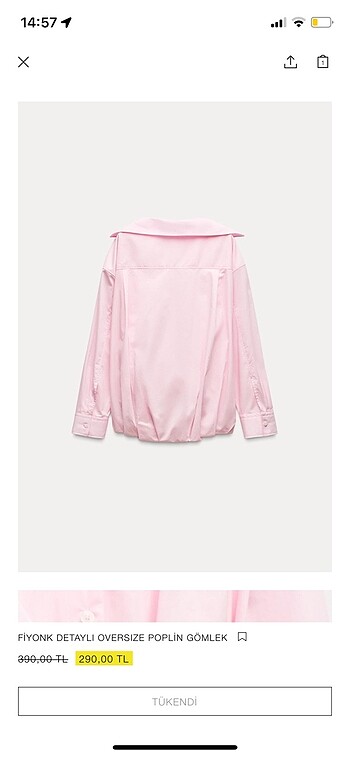 m Beden FİYONK DETAYLI OVERSIZE POPLİN GÖMLEK
