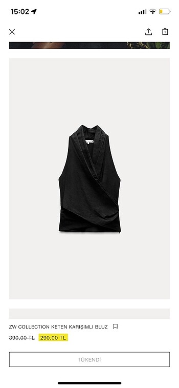 xs Beden siyah Renk ZW COLLECTION KETEN KARIŞIMLI BLUZ
