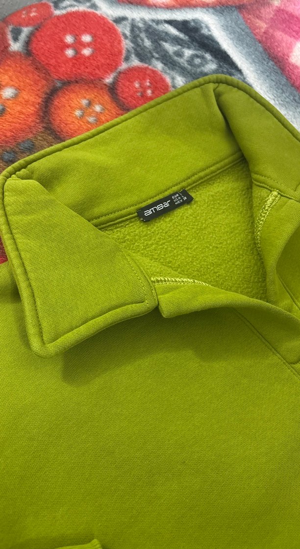 Yeşil Yüksek Yakalı Fermuarlı Sweatshirt - Görsel 2