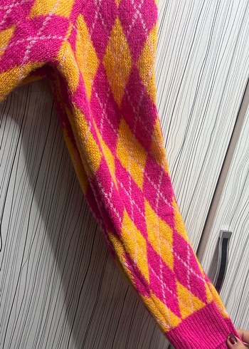 Renkli Desenli Kadın Triko Kazak - Görsel 3