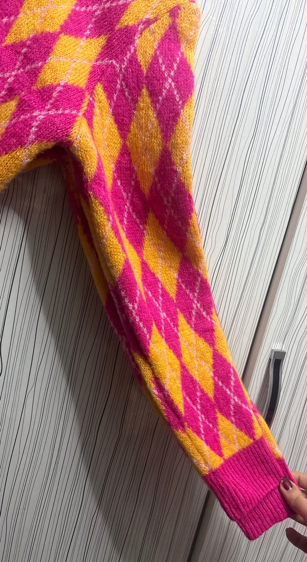 Renkli Desenli Kadın Triko Kazak - Görsel 3