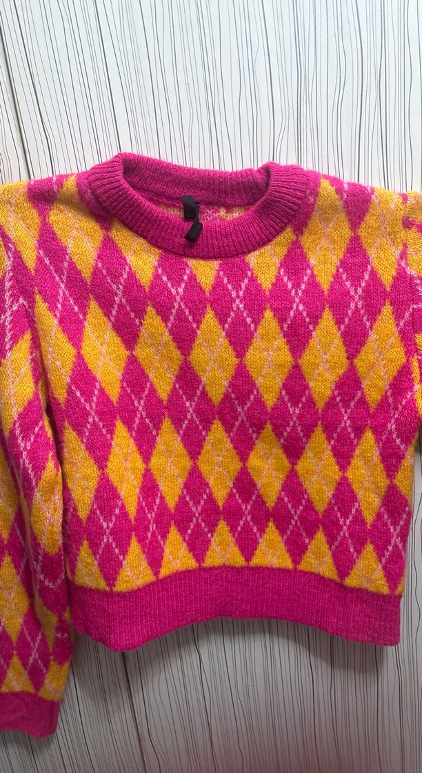 Renkli Desenli Kadın Triko Kazak - Görsel 2