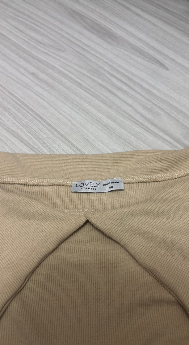 Bej Kadın Uzun Kollu Salaş Bluz - Görsel 2