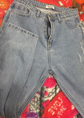 Gri Tie-Dye Desenli Kadın Bol Kesim Kot Pantolon - Görsel 2